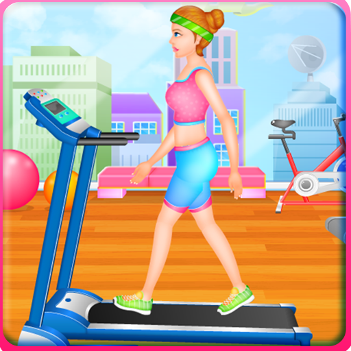 Fitness meisje train dress up icon