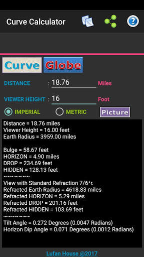 Flat Earth - Curve & Globe Calculator screenshot 2
