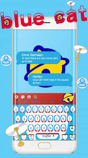 Cute Blue cat keyboard screenshot 1