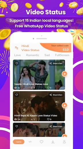 Hindi Video Status For Whatsapp - Win cash screenshot 1