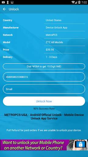 Free Unlock Network Code for ZTE SIM screenshot 5
