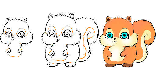 How to draw cartoon squirrel and chipmunk screenshot 2