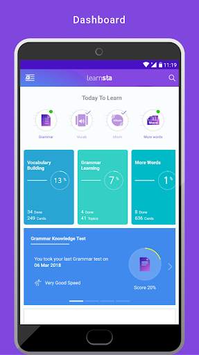 LearnSta: Learn English, English Test, Flash Card screenshot 1