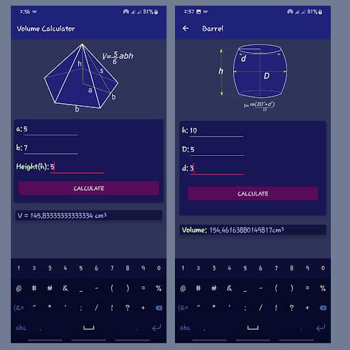 Volume calculator - 3D shapes screenshot 3