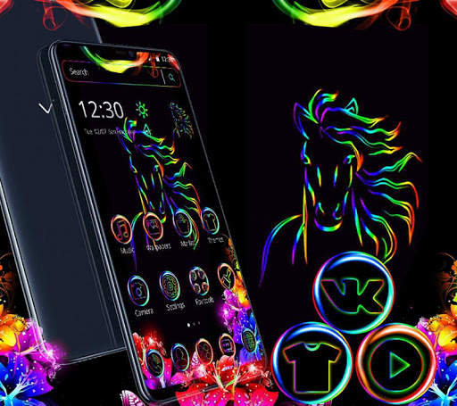 Neon line unicorn theme screenshot 1
