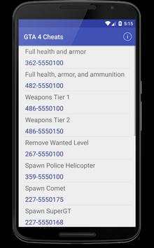 Cheats for GTA 4 screenshot 1