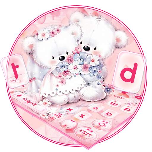 Cute Pink Teddy Couple Keyboard 10001002