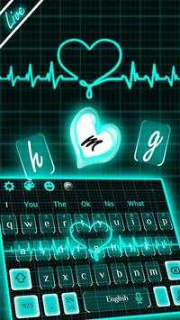 Live 3D Neon Blue Love Heart Keyboard Theme screenshot 2