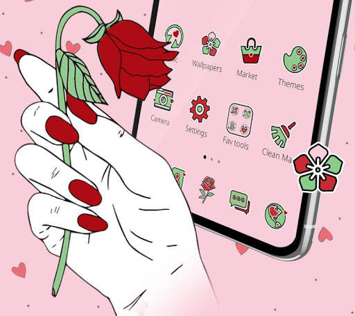 Gesture Pink Love Rose Theme💞 screenshot 3