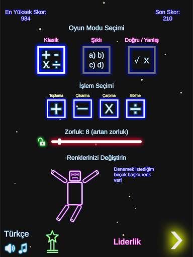 Lazer Matematik Oyunu: 4 İşlem ve Çarpım Tablosu screenshot 6