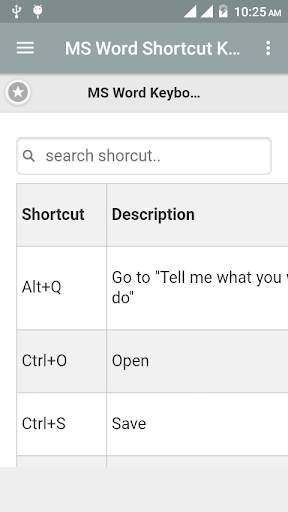 MS Word Shortcut Keys screenshot 1