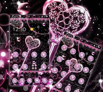 Pink Black Diamond Glitter Hearts Theme screenshot 3
