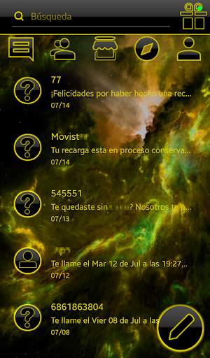 THEME GO SMS DARK SPACE YELLOW screenshot 3