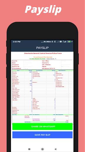 My CRPF- Pay Slip, GPF, RG-GH Cal screenshot 2