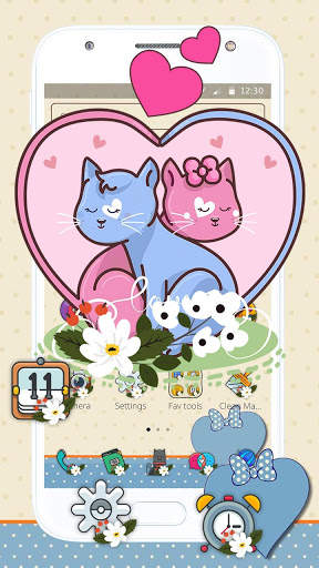 Cute Couple Love Cat Theme screenshot 1