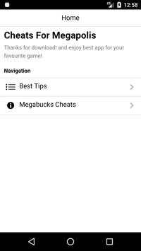 Cheats For Megapolis screenshot 1