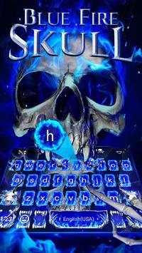 Blue Fire Skull Emoji Keyboard Theme screenshot 1