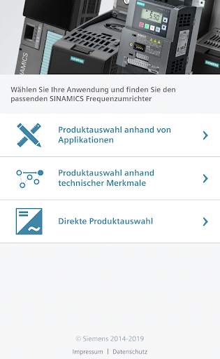 SINAMICS SELECTOR screenshot 2