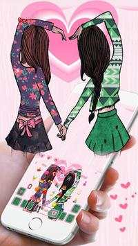 Best friends Girl BFF Keyboard Theme screenshot 3