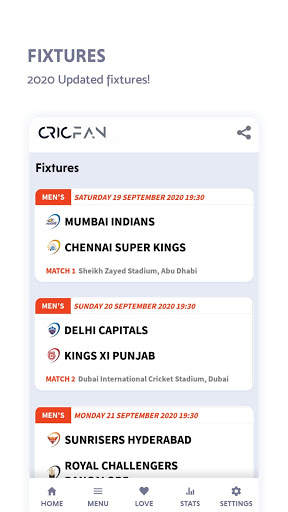 Cricfan - IPL live score, fixtures, standings etc screenshot 2