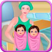 Mother gives birth twins logo