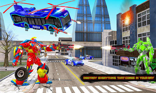 Fly Bus Robot Helicopter Car Transform Robot Games screenshot 4