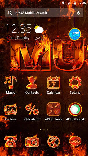 Flame Music APUS Launcher theme screenshot 1