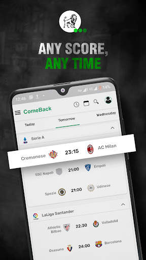 Comeback | Soccer Live Scores screenshot 1