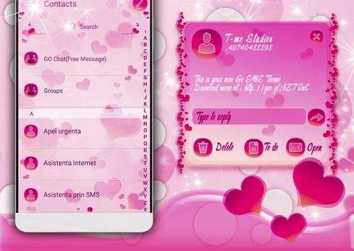 Cute Hearts SMS Theme screenshot 1