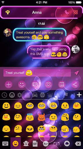 Neon Night Messages Theme скриншот 3