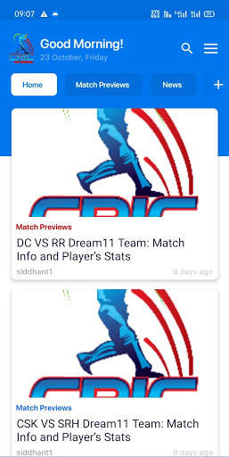 Cricinformer(Dream Team): Tips for Dream11 screenshot 1