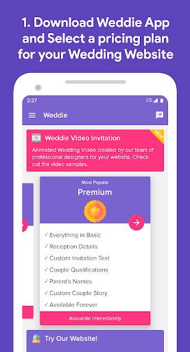 Weddie - Free Wedding Websites screenshot 1