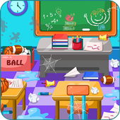 Classroom clean up at school icon