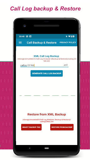 Call Log PDF Backup & Restore 1 تصوير الشاشة
