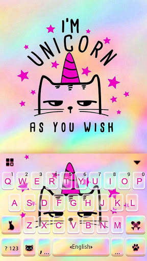 Holographic Unicorn Cat Keyboard Theme screenshot 1