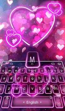 Sparkling Neon Purple Hearts Light Keyboard Theme screenshot 3