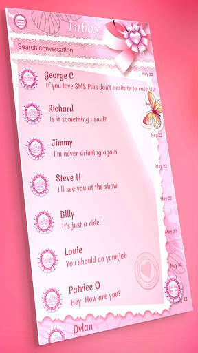 Pink SMS Messenger Theme screenshot 1