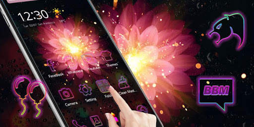 Neon flower theme black cool wallpaper screenshot 5