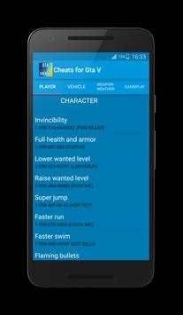 Cheats for Gta 5 screenshot 2